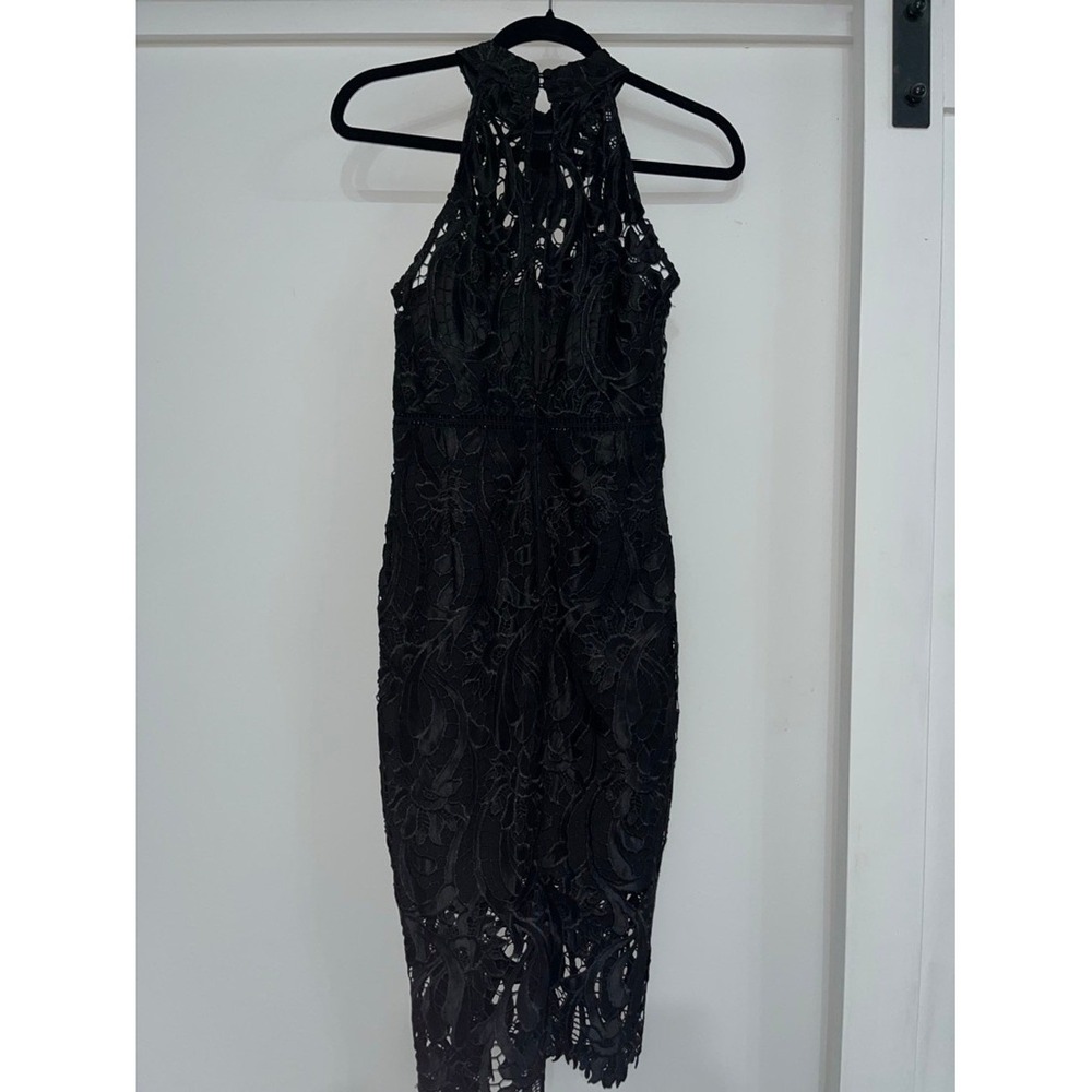 Women's‎ Bardot Black Lace Halter Midi Dress Size US 6/UK 10 - Picture 3 of 10